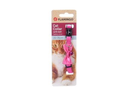 Obojek pro kočku FLAMINGO Castor s mašlí růžový 1x20-35cm