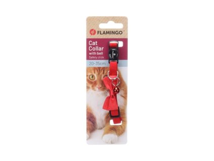 Obojek pro kočku FLAMINGO Castor s mašlí červený 1x20-35cm