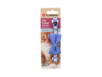 Obojek pro kočku FLAMINGO Casi s mašlí modrý 1x20-35cm