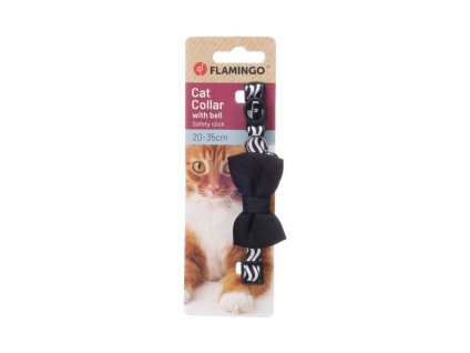 Obojek pro kočku FLAMINGO Casi s mašlí černý 1x20-35cm