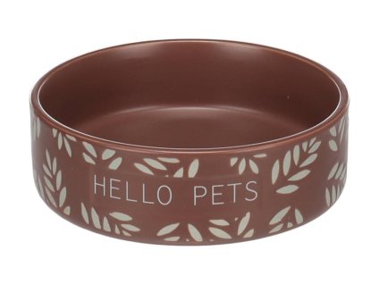 Miska keramická pro hlodavce FLAMINGO Leafs hnědá 13cm (330ml)