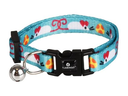 Obojek pro kotě FLAMINGO Arwen světle modrý s myškami 1x15-25cm