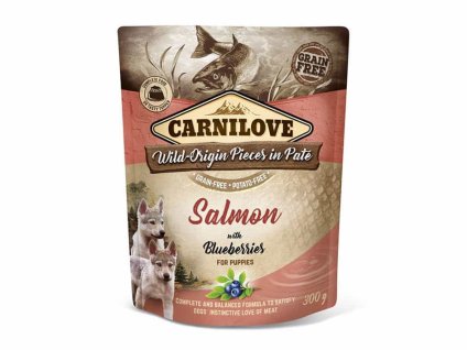 Kapsička CARNILOVE Dog Paté Salmon with Blueberries (for Puppies) 300g