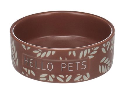 Miska keramická pro hlodavce FLAMINGO Leafs hnědá 8,5cm (100ml)