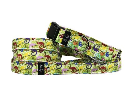 Obojek HAPPYZOO BY KIWLY softshell Chameleóni 2,5x27-40cm (DOPRODEJ)