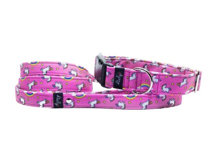 Obojek HAPPYZOO BY KIWLY softshell Jednorožci růžová 2,5x27-40cm