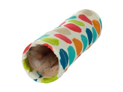 Tunel pro hlodavce FLAMINGO Fizi Mix s barevnými tečkami 25x6x6cm