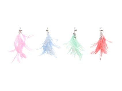 Hračka pro kočky FLAMINGO - Sjuul výměnný konec ke škádlítkům s peřím 20x9x15cm (MIX BAREV)