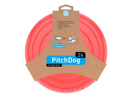 Hračka PITCHDOG guma -  létající disk růžový 24cm
