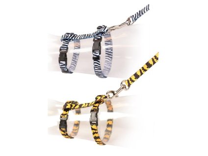 Postroj s vodítkem pro kočku DUVO+ ZOO 1,2x30-50cm (MIX BAREV)