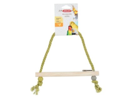 Hračka pro ptáky ZOLUX - dřevěná houpačka s provazem 27cm (MIX BAREV)