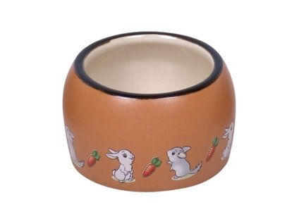 Keramická miska NOBBY pro hlodavce Rabbit hnědo-bílá 8x4,5cm (125ml)