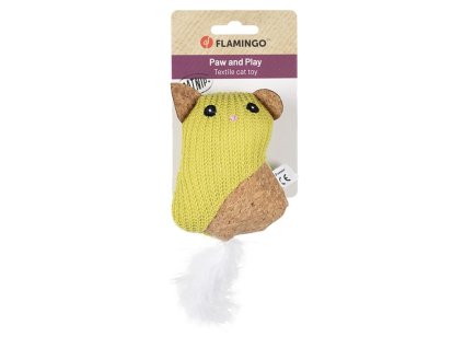 Hračka pro kočky FLAMINGO - Lemmo kočka textil zelená 12x4,5x12,5cm (DOPRODEJ)