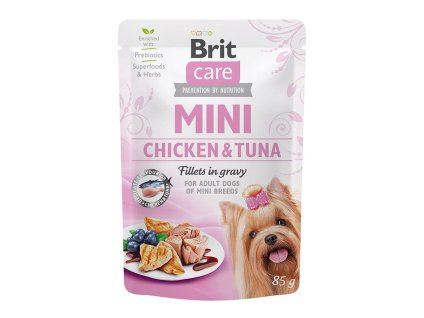 Kapsička BRIT CARE Dog Mini Chicken & Tuna Fillets in Gravy 85g