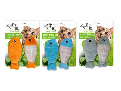 Hračka pro kočky AFP - Green Rush rybičky se šantou 6cm (2ks) (MIX BAREV)