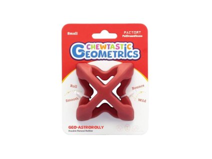 Hračka PETDREMHOUSE guma - Chewtastic Geometrics Geo-AstroRolly červená 7cm