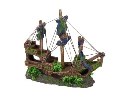 Akvarijní dekorace FLAMINGO - Moza vrak lodi 31x11x27cm