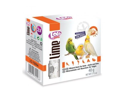LOLO PETS Lime minerální kámen s mušlemi pro ptáky 40g