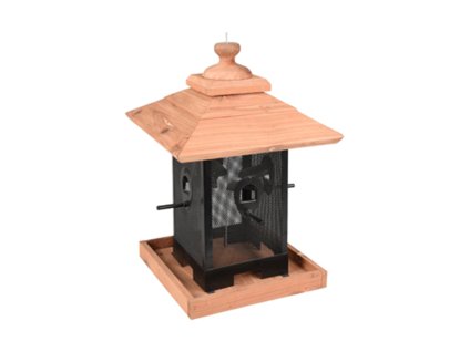 Krmítko pro venkovní ptactvo FLAMINGO Zulma dřevěné s kovem černohnědé 22x22x32cm