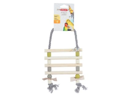 Hračka pro ptáky ZOLUX - dřevěné provazové příčky 31cm (MIX BAREV)