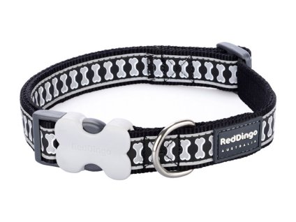 Obojek RED DINGO Bones Reflex černý 1,2x20-32cm