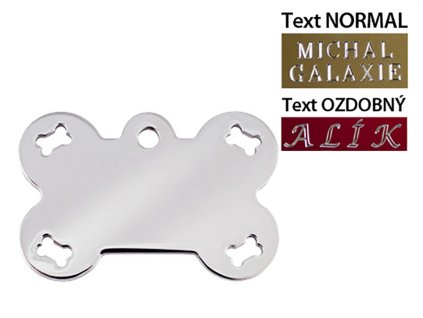 QUICK TAG gravírovací známka - chromová kost s výřezy kostiček (L)