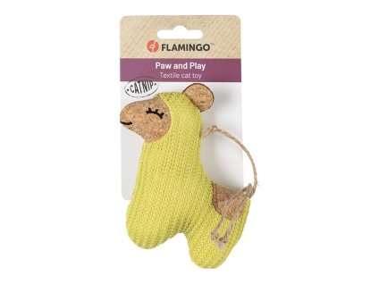Hračka pro kočky FLAMINGO - Lemmo lama textil zelená 10,5x3,5x12cm (DOPRODEJ)