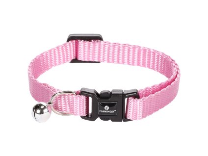 Obojek pro kočky FLAMINGO Ziggi tmavě růžový 20-35x1cm (s rolničkou)
