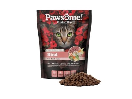 PAWSOME Fresh & Dry Cat Sterilised s hovězím masem 750g