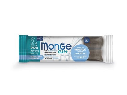 MONGE Gift Dog Puppy & Junor masové tyčinky s vepřovým masem, mlékem a nukleotidy 40g