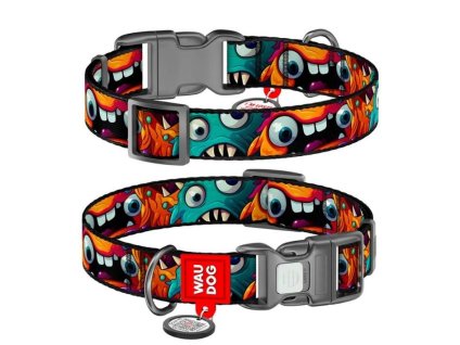 Obojek WAUDOG nylonový Příšerky (L) 33-49cm