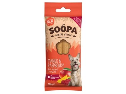 SOOPA dentální tyčinky s mangem a malinou 100g (DOPRODEJ)
