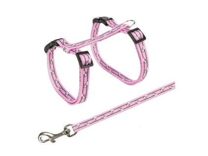 Postroj s vodítkem pro kočku TRIXIE s motivem sedící kočky 27-46x1cm (MIX BAREV)