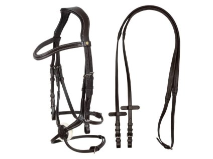 Uzdečka EQUESTRO s mexickým nánosníkem tmavě hnědá PONY