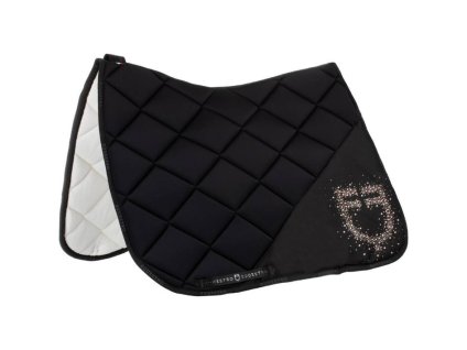 Drezurní podsedlová dečka EQUESTRO Rhinestone Logo černá DR (DOPRODEJ)