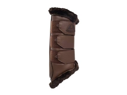 Kamaše ACAVALLO Eco-Leather s beránkem zadní hnědé (S)