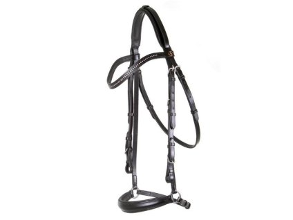 Uzdečka BR Hereford s hannoverským nánosníkem black/silver COB