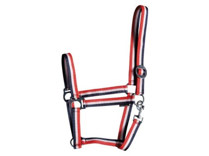 Ohlávka HARRY'S HORSE Economy červená/bílá/modrá FULL (DOPRODEJ)