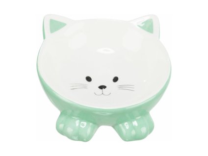 Keramická miska TRIXIE ergonomická vyvýšená tvar kočka 14cm (150ml) (MIX BAREV) (DOPRODEJ)