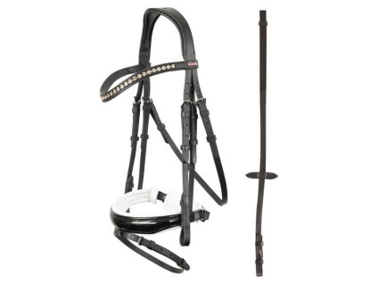 Uzdečka PREMIERE Brest se švédským nánosníkem černá/bílá COB (DOPRODEJ)