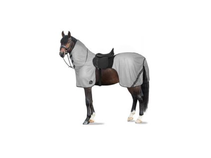 Jezdecká deka proti hmyzu HORZE UV s krkem šedá 145cm