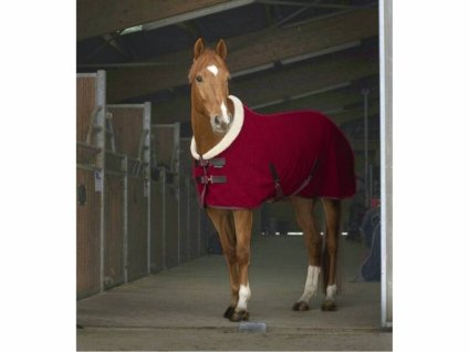 Odpocovací deka EQUITHEME Teddy burgundy/ecru 135cm