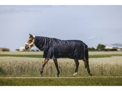Lehká výběhová deka RIDING WORLD Eco 600D s krkem 0g navy blue 150cm