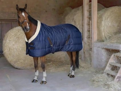 Lehká stájová deka EQUITHEME tmavě blue/ecru 125cm