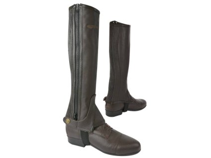 Dámské minichaps EQUITHEME Leather hnědé (S)