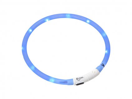 Svítící obojek FLAMINGO Visio Light modrý s LED diodami 70cm (upravitelná délka)
