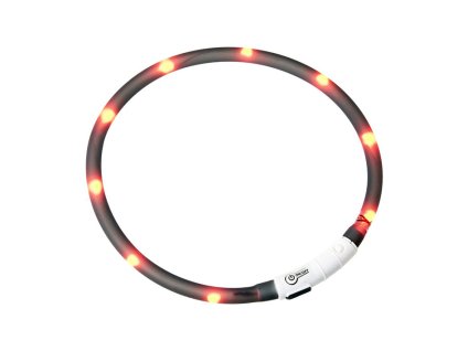 Svítící obojek FLAMINGO Nera Visio černý s LED diodami 70cm (upravitelná délka)