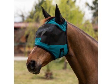 Maska proti hmyzu EQUESTRO Logo petrol (L)
