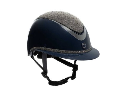 Bezpečnostní helma EQUESTRO Luxury Wide blue/silver (L)