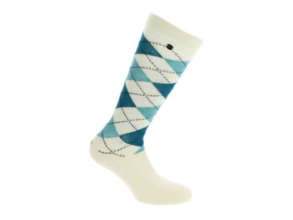 Podkolenky EQUITHEME Argyle ecru/blue (35-38)